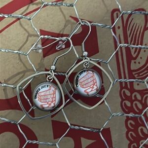 Trader Joe’s earrings 12mm halo red shopping cart